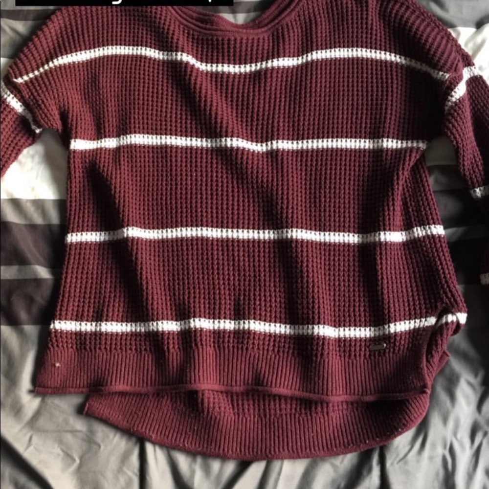 Maroon striped Hollister sweater